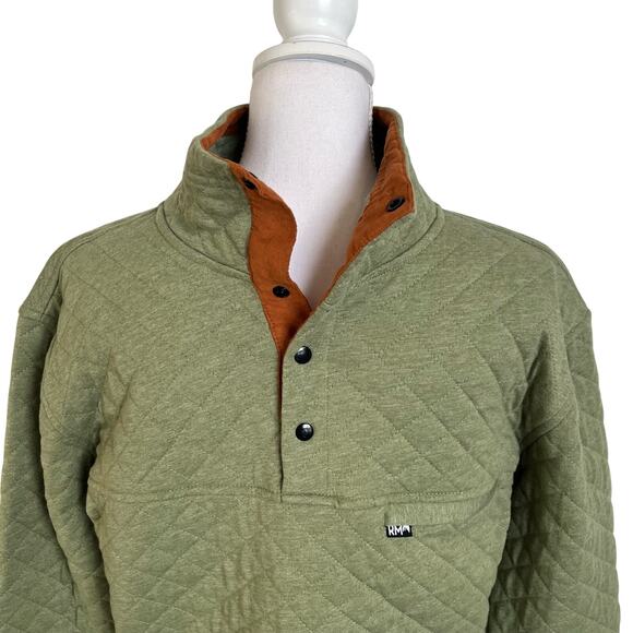 Rock Monkey Pullover Shacket  Mens Small Green Quilted 100% Cotton Snaps Unisex - Picture 2 of 5